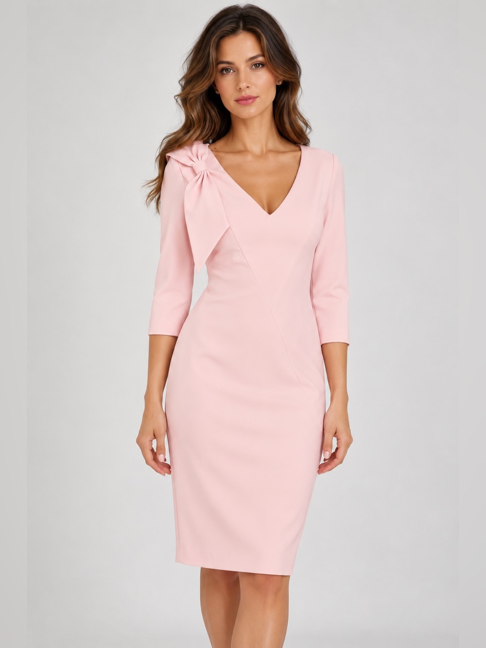 Cenia New York Asymmetric Bow Signature Sheath Dress Pink Size 6